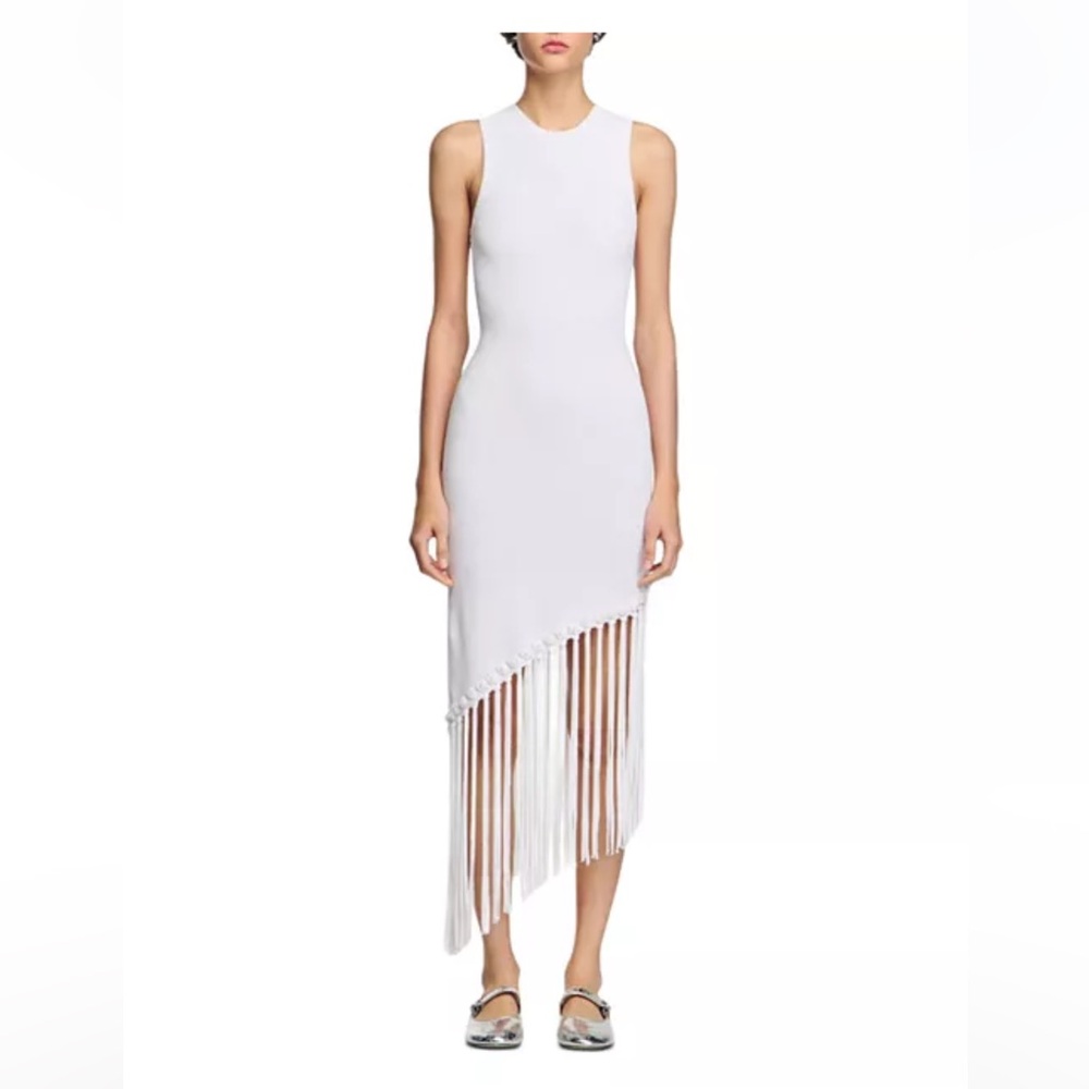 Sandro White Asymmetrical Halter Cocktail Dress